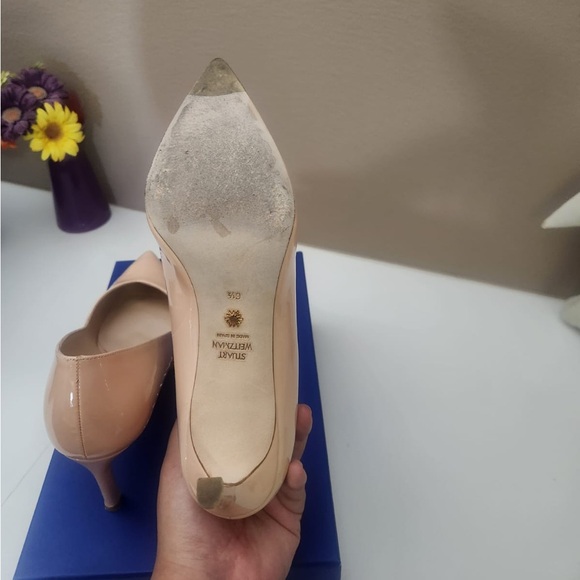 Stuart Weitzman Womens Anny 70 Pumps Heels Patent Leather Beige Nude 37 6.5 . - Picture 10 of 11